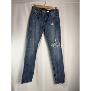 J Crew Womens Matchstick Distressed Jeans Size‎ 27 Dark Wash